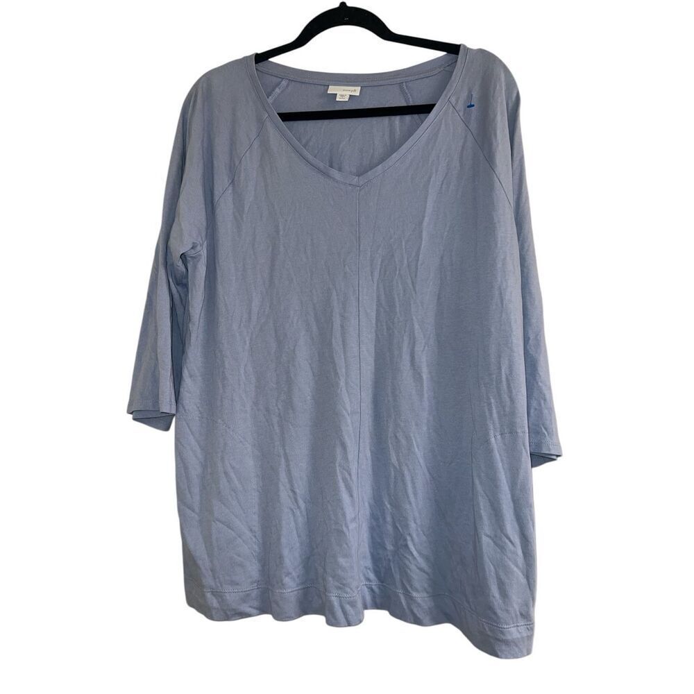 Purejill V-Neck Front Pockets Light Blue Sz LPetite Tunic